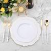 imageWDF 150pcs Gold Plastic Plates with Disposable Plastic Silverware100pcs Gold Plastic Plates