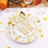 imageWDF 150pcs Gold Plastic Plates with Disposable Plastic Silverware120 pieces Gold Disposable Plastic Plates