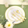 imageWDF 150pcs Gold Plastic Plates with Disposable Plastic Silverware120 pieces Gold Disposable Plastic Plates