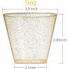 imageWDF 150pcs Gold Plastic Plates with Disposable Plastic Silverware200pcs 9OZ Gold Cups