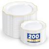 imageWDF 300 Pieces Gold Plastic Silverware Disposable and WDF 200PCS Gold Plastic Plates