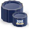 imageWDF 300 Pieces Gold Plastic Silverware Disposable and WDF 200pcs Blue Plastic Plates