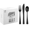 imageWDF 380PCS Black Plastic Plates and Silverware