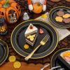 imageWDF 380PCS Black Plastic Plates and Silverware