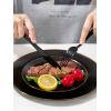 imageWDF 380PCS Black Plastic Plates and Silverware