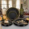 imageWDF 400PCS Black and Gold Plastic Plates