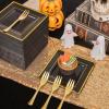 imageWDF 400PCS Black and Gold Plastic Plates