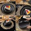 imageWDF 500PCS Black and Gold Plastic Plates with Gold Plastic Silverware