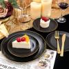 imageWDF 500PCS Black and Gold Plastic Plates with Gold Plastic Silverware