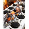 imageWDF 60Pieces Halloween Plates Disposable Plastic 180 Pieces Black and Gold Halloween Plastic Silverware