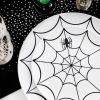 imageWDF 60Pieces Halloween Plates Disposable Plastic 180 Pieces Black and Purple Halloween Plastic Silverware