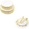 imageWDF 150pcs Gold Plastic Plates with Disposable Plastic Silverware100pcs Gold Plastic Plates