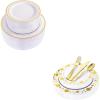 imageWDF 150pcs Gold Plastic Plates with Disposable Plastic Silverware120 pieces Gold Disposable Plastic Plates