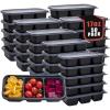 imageWDF 25 Pack Small Meal Prep Containers 3 Compartments with Lids  Disposable Snack Box Container  Disposable Bento Boxes  Reusable Travel Lunch Boxes for HalloweenOfficePicnicMicrowave Safe50