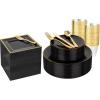 imageWDF 350PCS Black and Gold Plastic Plates with Gold Plastic Silverware