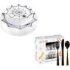 imageWDF 60Pieces Halloween Plates Disposable Plastic 180 Pieces Black and Gold Halloween Plastic Silverware