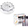 imageWDF 60Pieces Halloween Plates Disposable Plastic 180 Pieces Black and Purple Halloween Plastic Silverware