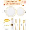 image175 Pieces Christmas Plastic Plates  Red Plastic Plates with Gold Rim Include 25 Dinner Plate 10 25 Dessert Plate 7 25 gold Cups 9 OZ 25 Pre Rolled Napkins for ChristmasPartyWhite and Gold
