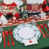 image175 Pieces Christmas Plastic Plates  Red Plastic Plates with Gold Rim Include 25 Dinner Plate 10 25 Dessert Plate 7 25 gold Cups 9 OZ 25 Pre Rolled Napkins for ChristmasPartyRed and Green