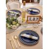 image175 Pieces Christmas Plastic Plates  Red Plastic Plates with Gold Rim Include 25 Dinner Plate 10 25 Dessert Plate 7 25 gold Cups 9 OZ 25 Pre Rolled Napkins for ChristmasPartyBlue and Gold