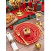 image175 Pieces Christmas Plastic Plates  Red Plastic Plates with Gold Rim Include 25 Dinner Plate 10 25 Dessert Plate 7 25 gold Cups 9 OZ 25 Pre Rolled Napkins for ChristmasPartyRed