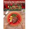 image175 Pieces Christmas Plastic Plates  Red Plastic Plates with Gold Rim Include 25 Dinner Plate 10 25 Dessert Plate 7 25 gold Cups 9 OZ 25 Pre Rolled Napkins for ChristmasPartyRed