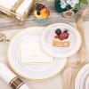 image175 Pieces Christmas Plastic Plates  Red Plastic Plates with Gold Rim Include 25 Dinner Plate 10 25 Dessert Plate 7 25 gold Cups 9 OZ 25 Pre Rolled Napkins for ChristmasPartyWhite and Gold