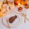 image175 Pieces Christmas Plastic Plates  Red Plastic Plates with Gold Rim Include 25 Dinner Plate 10 25 Dessert Plate 7 25 gold Cups 9 OZ 25 Pre Rolled Napkins for ChristmasPartyGold Modern