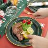image175 Pieces Christmas Plastic Plates  Red Plastic Plates with Gold Rim Include 25 Dinner Plate 10 25 Dessert Plate 7 25 gold Cups 9 OZ 25 Pre Rolled Napkins for ChristmasPartyGreen