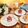 image175 Pieces Christmas Plastic Plates  Red Plastic Plates with Gold Rim Include 25 Dinner Plate 10 25 Dessert Plate 7 25 gold Cups 9 OZ 25 Pre Rolled Napkins for ChristmasPartyGold Modern