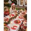 image175 Pieces Christmas Plastic Plates  Red Plastic Plates with Gold Rim Include 25 Dinner Plate 10 25 Dessert Plate 7 25 gold Cups 9 OZ 25 Pre Rolled Napkins for ChristmasPartyRed