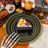 image175 Pieces Christmas Plastic Plates  Red Plastic Plates with Gold Rim Include 25 Dinner Plate 10 25 Dessert Plate 7 25 gold Cups 9 OZ 25 Pre Rolled Napkins for ChristmasPartyBlack  Modern