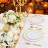 image175 Pieces Christmas Plastic Plates  Red Plastic Plates with Gold Rim Include 25 Dinner Plate 10 25 Dessert Plate 7 25 gold Cups 9 OZ 25 Pre Rolled Napkins for ChristmasPartyGold Modern