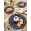image175 Pieces Christmas Plastic Plates  Red Plastic Plates with Gold Rim Include 25 Dinner Plate 10 25 Dessert Plate 7 25 gold Cups 9 OZ 25 Pre Rolled Napkins for ChristmasPartyBlue and Gold