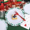 image175 Pieces Christmas Plastic Plates  Red Plastic Plates with Gold Rim Include 25 Dinner Plate 10 25 Dessert Plate 7 25 gold Cups 9 OZ 25 Pre Rolled Napkins for ChristmasPartyRed and Green