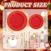 image175 Pieces Christmas Plastic Plates  Red Plastic Plates with Gold Rim Include 25 Dinner Plate 10 25 Dessert Plate 7 25 gold Cups 9 OZ 25 Pre Rolled Napkins for ChristmasPartyRed