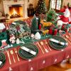 image175 Pieces Christmas Plastic Plates  Red Plastic Plates with Gold Rim Include 25 Dinner Plate 10 25 Dessert Plate 7 25 gold Cups 9 OZ 25 Pre Rolled Napkins for ChristmasPartyGreen