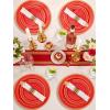 image175 Pieces Christmas Plastic Plates  Red Plastic Plates with Gold Rim Include 25 Dinner Plate 10 25 Dessert Plate 7 25 gold Cups 9 OZ 25 Pre Rolled Napkins for ChristmasPartyRed