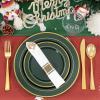 image175 Pieces Christmas Plastic Plates  Red Plastic Plates with Gold Rim Include 25 Dinner Plate 10 25 Dessert Plate 7 25 gold Cups 9 OZ 25 Pre Rolled Napkins for ChristmasPartyGreen