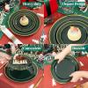image175 Pieces Christmas Plastic Plates  Red Plastic Plates with Gold Rim Include 25 Dinner Plate 10 25 Dessert Plate 7 25 gold Cups 9 OZ 25 Pre Rolled Napkins for ChristmasPartyGreen
