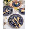 image175 Pieces Christmas Plastic Plates  Red Plastic Plates with Gold Rim Include 25 Dinner Plate 10 25 Dessert Plate 7 25 gold Cups 9 OZ 25 Pre Rolled Napkins for ChristmasPartyBlue and Gold