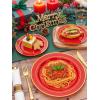 image175 Pieces Christmas Plastic Plates  Red Plastic Plates with Gold Rim Include 25 Dinner Plate 10 25 Dessert Plate 7 25 gold Cups 9 OZ 25 Pre Rolled Napkins for ChristmasPartyRed
