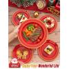 image175 Pieces Christmas Plastic Plates  Red Plastic Plates with Gold Rim Include 25 Dinner Plate 10 25 Dessert Plate 7 25 gold Cups 9 OZ 25 Pre Rolled Napkins for ChristmasPartyRed