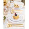 imageWDF 175Pcs Green Plastic Plates  Green Plates Disposable with Gold Rim  Christmas Plastic Plate  Fancy Disposable Dinnerware Sets 25 Guests Ideal for ChristmasPartyWeddingWhite and Gold