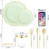 imageWDF 175Pcs Green Plastic Plates  Green Plates Disposable with Gold Rim  Christmas Plastic Plate  Fancy Disposable Dinnerware Sets 25 Guests Ideal for ChristmasPartyWeddingSage Green