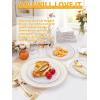 imageWDF 175Pcs Green Plastic Plates  Green Plates Disposable with Gold Rim  Christmas Plastic Plate  Fancy Disposable Dinnerware Sets 25 Guests Ideal for ChristmasPartyWeddingGold