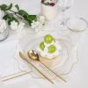 imageWDF 175Pcs Green Plastic Plates  Green Plates Disposable with Gold Rim  Christmas Plastic Plate  Fancy Disposable Dinnerware Sets 25 Guests Ideal for ChristmasPartyWeddingClear and Gold