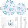 imageWDF 175Pcs Green Plastic Plates  Green Plates Disposable with Gold Rim  Christmas Plastic Plate  Fancy Disposable Dinnerware Sets 25 Guests Ideal for ChristmasPartyWeddingBlue Snowflakes