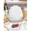 imageWDF 175Pcs Green Plastic Plates  Green Plates Disposable with Gold Rim  Christmas Plastic Plate  Fancy Disposable Dinnerware Sets 25 Guests Ideal for ChristmasPartyWeddingWhite and Gold
