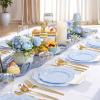 imageWDF 175Pcs Green Plastic Plates  Green Plates Disposable with Gold Rim  Christmas Plastic Plate  Fancy Disposable Dinnerware Sets 25 Guests Ideal for ChristmasPartyWeddingBule and Gold